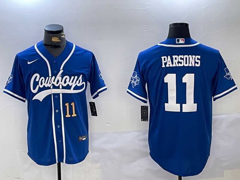 Men%27s Dallas Cowboys #11 Micah Parsons Light Blue Stitched Cool Base Nike Baseball Jerseys->dallas cowboys->NFL Jersey